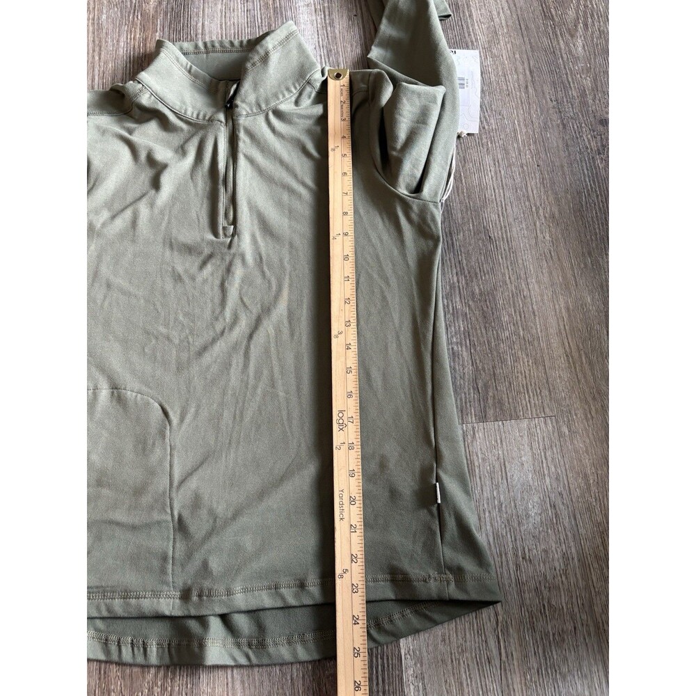 FEAT Roam Sage Green 1/4 Zip Performance Pullover Long Sleeve Top Medium $108 - Picture 3 of 6